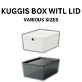 IKEA Kuggis Aufbewahrungsbox mit Deckel weiß schwarz transparent stapelbar Behälter