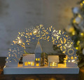 Holz LED Dorf Szene Bogen Fenster Weihnachtsbaum Deko Licht Weihnachten 32CM