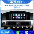 8.9" Android 14 Autoradio CarPlay 64GB DAB+ Für BMW 3/5er  E90 E91 E60 E61 CCC