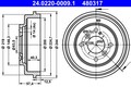 2x Bremstrommel ATE 24.0220-0009.1 für FORD CCN CB1 FIESTA 6 Van KA 3 UK FK TK