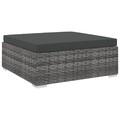 vidaXL Modular-Fußhocker 1 Stk. + Auflagen Poly Rattan Grau