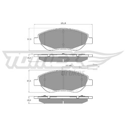 1x ORIGINAL® Tomex Brakes TX 12-50 Bremsbelagsatz, Scheibenbremse Vorne, inkl.
