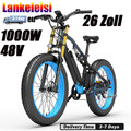 LANKELEISI RV700 1000W E-Mountainbike 26 Zoll 48V 16AH Elektrofahrrad Fat Ebike