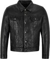 Herren Schwarz Trucker Jacke 100% Echt Lammleder Leder Klassische Bikerjacke