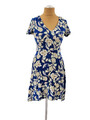 38 Kleid fit&flare WAREHOUSE blau Hi-Low romantisch Blumen Muster
