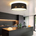 LED Decken Leuchte schwarz Ess Zimmer Strahler Design Textil Schirm Lampe gold