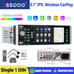 5" Autoradio 1 DIN Wireless Apple Carplay Android Auto 3 USB AUX FM Bluetooth SD