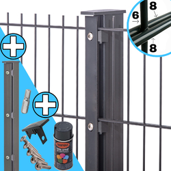 Doppelstabmattenzaun 868 Set Stabmattenzaun Stahl Pfosten Gartenzaun Anthrazit Zaun Set 8/6/8 Inkl. Zubehör Sale Schnelle Lieferung 