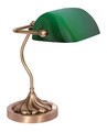 Tischlampe in Bronze Grün aus Messing Glas MINISTERO Schreibtisch Bankerlampe