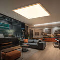 Deckenleuchte Deckenlampe Aufbaupanel Esszimmerleuchte Holzoptik Alu LED L 59 cm