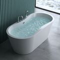 Badewanne freistehend 170cm Standbadewanne Armatur Oval Acry Wanne V602S