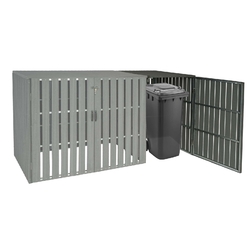 B-Ware 1er WPC-Mülltonnenverkleidung Erweiterung MCW-J28, Metall Holzoptik grau
