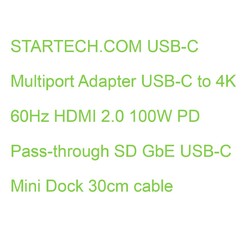 STARTECH.COM USB-C Multiport Adapter USB-C to 4K 60Hz HDMI 2.0 100W PD Pass-thro