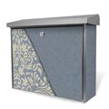 Briefkasten aus Edelstahl von Burg Wächter mit Zeitungsrolle Blaues Ornament