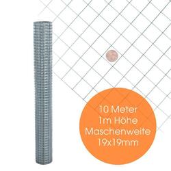Volierendraht 4-Eck Maschendraht 1,0 x 10m 19x19 mm Gartenzaun Zaun verzinktFeuerverzinkt für den Innen- & Außenbereich