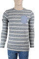Tom Tailor Herren Langarmshirt 044 Gr. M grau weiß blau gestr Longsleeve langarm