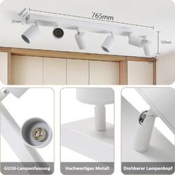 LED Spotleuchte schwenkbar Retro Schwarz Weiß GU10 Deckenlampe Wandleuchte Spot!
