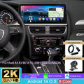 12.3" Android 14 Autoradio Navi Carplay 2K +Kam SWC Für Audi A4 A5 B8 S4 S5 DAB+