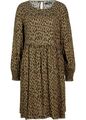 Neu Kleid im Stufenlook Gr. 50 Oliv Schwarz Leo Bedruckt Langarm Freizeit-Dress