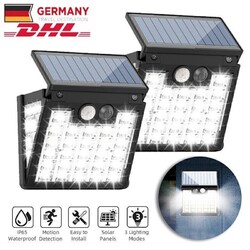 2er LED Solarleuchte Solarlampe mit Bewegungsmelder Außen Garten Fluter Strahler