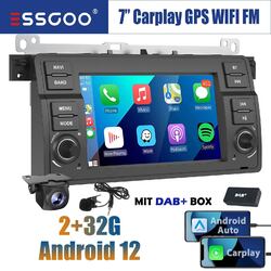 DAB+ Autoradio Android 13 GPS Carplay +KAM MIK Für BMW 3er E46 318 320 325 MG ZT