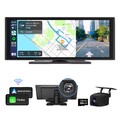 4K Tragbares Autoradio Wireless Apple Carplay Android Auto DVR + Rückfahrkamera
