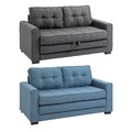 Schlafsofa Klappsofa 2-Sitzer Sofa mit Schlaffunktion Leinen-Touch Holz