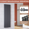 ELEGANT Design Heizkörper Flachheizkörper Röhren mit Anthrazit Ventil 1600x475mm