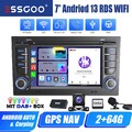 2+64G Apple Carplay Autoradio Android 13 GPS RDS DAB+ KAM Für Audi A4 S4 RS4 B6