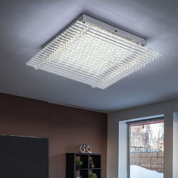 Deckenleuchte Flurlampe Glas LED 18 Watt eckig Wohnzimmerleuchte chrom L 32 cm