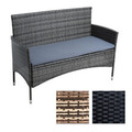Polyrattan Gartenbank Rattan Bank 2-Sitzer Sitzbank mit Sitzkissen Gartenmöbel