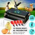7in1 Vollautomatische Brutmaschine Brutapparat Flächenbrüter Inkubator 12 Eier