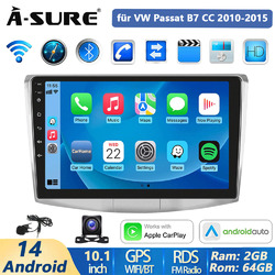 2+64G Android 14 Autoradio Carplay DSP GPS AHD Kam für VW Passat B7 CC 2010-2015