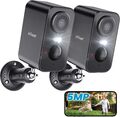 ieGeek 5MP Überwachungskamera Aussen Akku WLAN,2-Wege-Audio, Spotlights,2Pcs