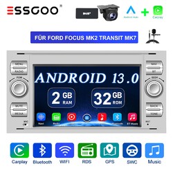 Autoradio Kam Navi Carplay Android13 DAB+ MIK Für Ford Focus C S-Max Transit MK7