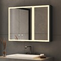 Alu Spiegelschrank Bad mit Beleuchtung 80 cm Schwarz Badspiegel LED 80x60 Touch