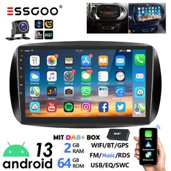 DAB+ 64G Android 13 Carplay Autoradio Navi RDS +KAM Für Smart Forfour Fortwo 453