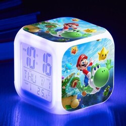 오Syper MarioKinder Wecker Digital mit Nachtlicht 7-Farbwechsel DekoKinderzimmerй