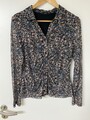 Zero Bluse 38 M Blumen Blümchen Raffung rosa blau braun schwarz