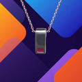 NEU Art Deco Anhänger + Kette Echt 925 Sterling Silber Roter Zirkonia Kristall