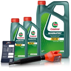 2x 1 L + 5 L LITER CASTROL MAGNATEC STOP-START 5W-30 A5 MOTOR-ÖL MOTOREN-ÖL 734### INKL. ÖLWECHSEL-ANHÄNGER + EINFÜLLTRICHTER ###