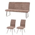 B-Ware Esszimmer-Set MCW-G55, 2er-Set Stuhl + Sitzbank 160cm, Chenille, braun
