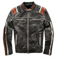 Herren Vintage Motorrad Cafe Racer Biker Retro Moto Abgenutzte Lederjacke