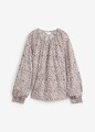 Neu Bluse mit Rundhalsausschnitt Gr. 46 Taupe Wollweiß Rosenholz Shirt Tunika