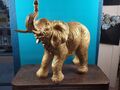 Elefant Deko Figur Gold -farbig L43 B 21 H36cm Dschungle Skulptur Dekofigur Deko