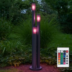 Standleuchte Außenleuchte Stehlampe Dimmer RGB LED Fernbedienung anthrazit rauch