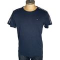 Tommy Hilfiger T-shirt Blu in Cotone Mini Logo Maglietta con Banda Uomo Taglia L
