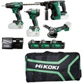 HiKOKI Combo-Kit Akku Bohr- Schlagschrauber Winkelschleifer Bohrhammer KC18DEWHZ