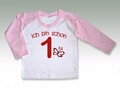 LA Geburtstagsshirt  ich bin schon 1  WAHL Motiv Wunschname Weiß/Rosa  NEU