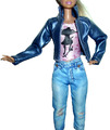%***Barbie Kleidung*Lederjacke(Imitat),Shirt,3/4Hose(Jeans Optik)***%